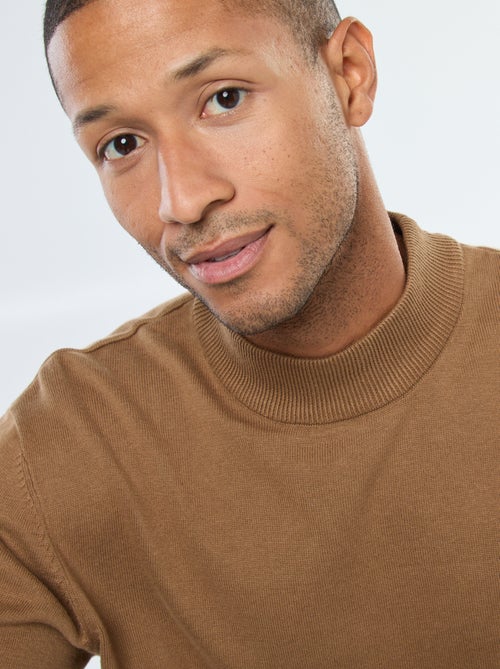 Dunne, gebreide trui met opstaande kraag - Kiabi