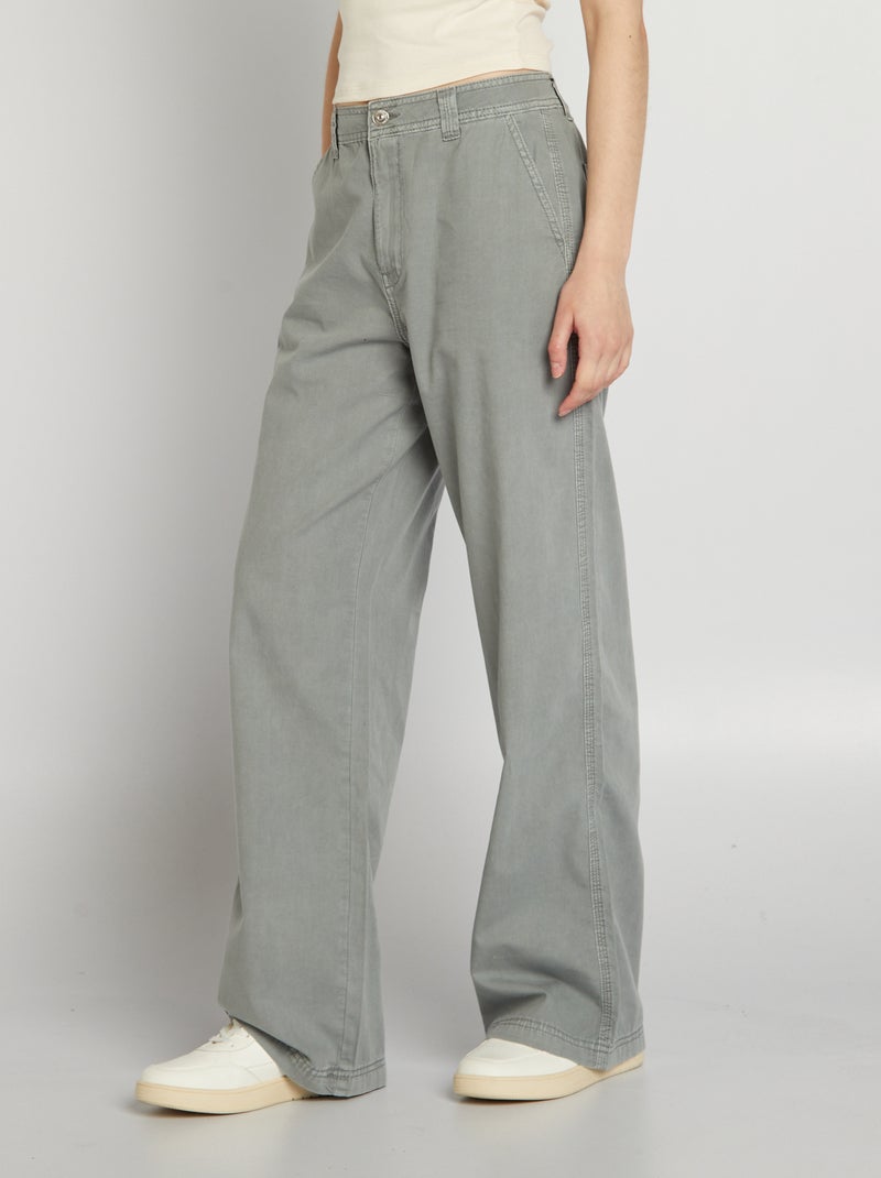 Dunne, wijde broek GRIJS - Kiabi