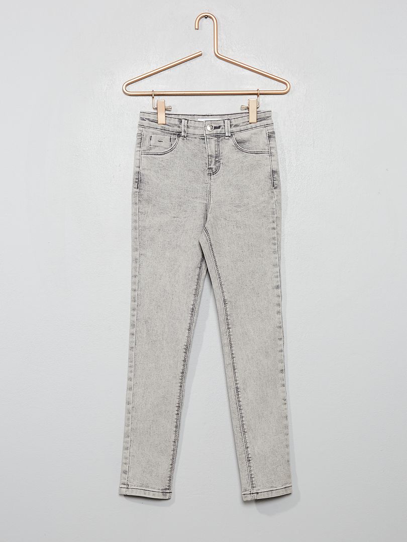 Ecologisch ontworpen jeans met hoge taille GRIJS - Kiabi