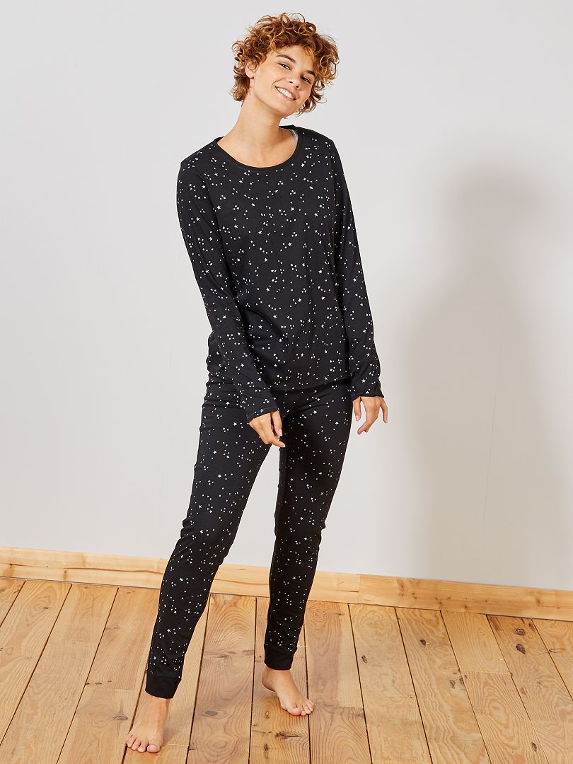 Ecologisch ontworpen pyjama zwart - Kiabi