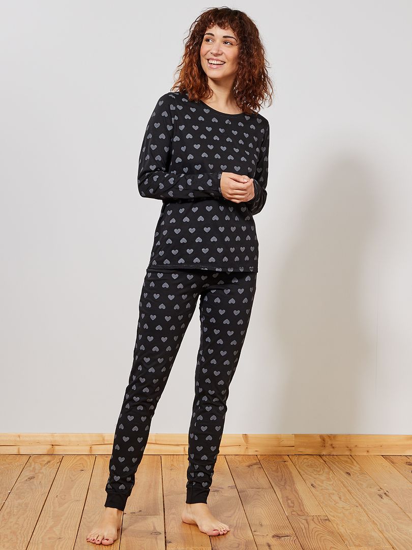 Ecologisch ontworpen pyjama ZWART - Kiabi