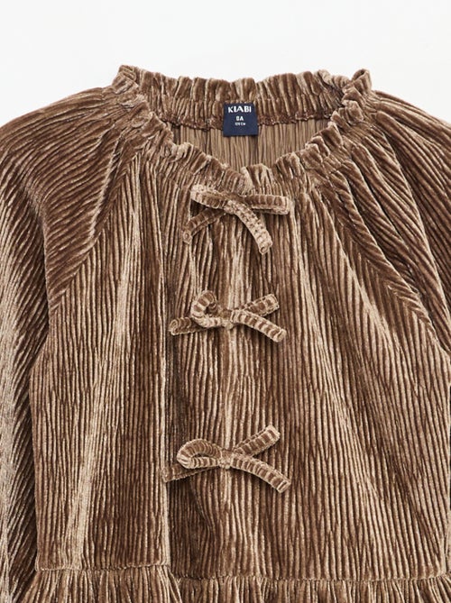 Een feestelijk, effen T-shirt met textuur en strik - Kiabi