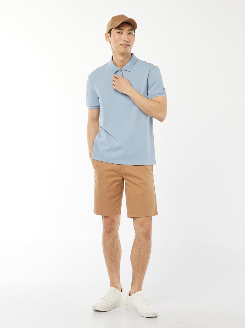 Een polo met wafeltextuur en ritsje aan de hals! BLAUW - Kiabi