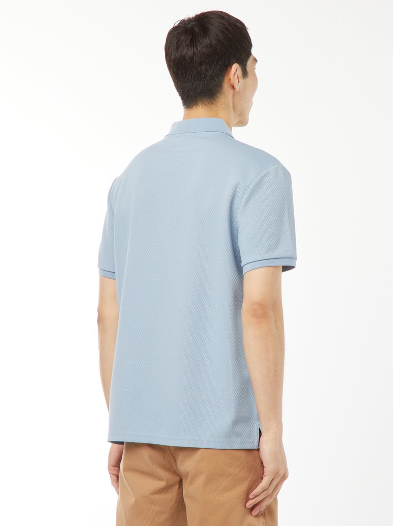 Een polo met wafeltextuur en ritsje aan de hals! BLAUW - Kiabi