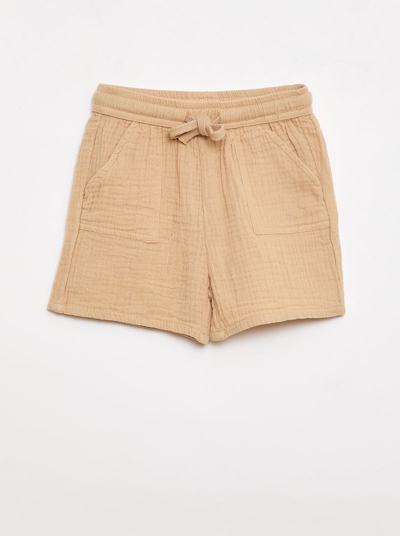 Een tweedelige set hemd + short Biege - Kiabi