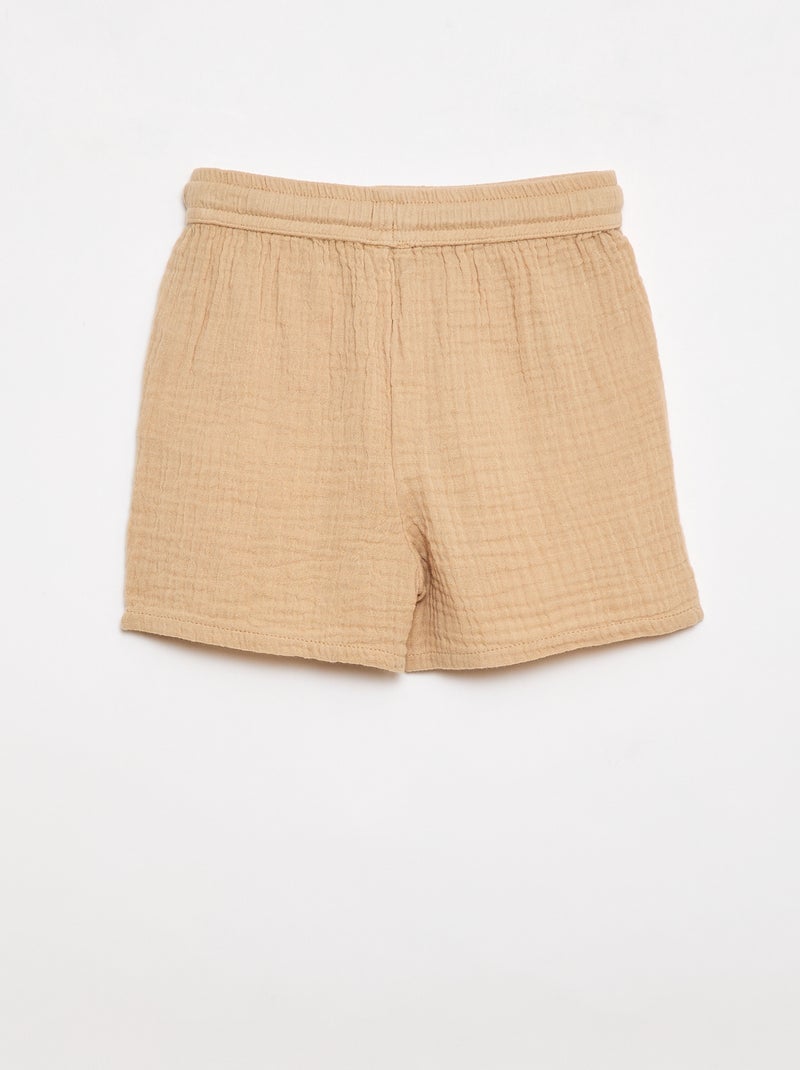 Een tweedelige set hemd + short Biege - Kiabi
