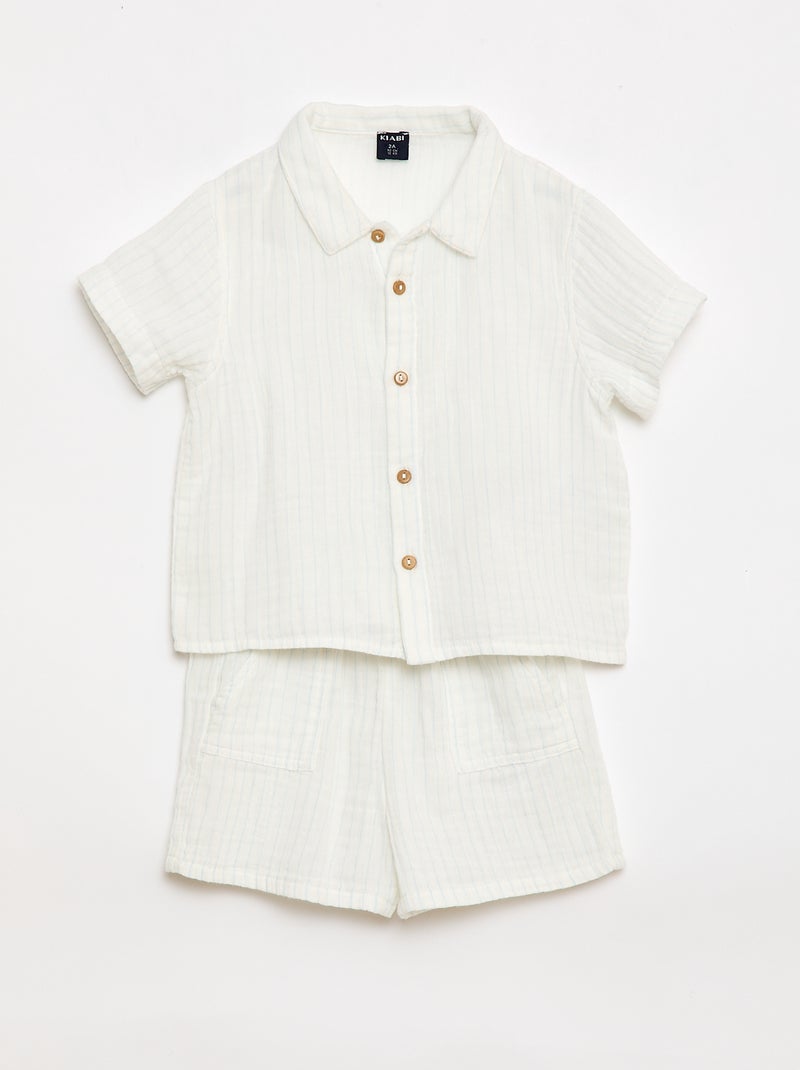 Een tweedelige set hemd + short Wit - Kiabi