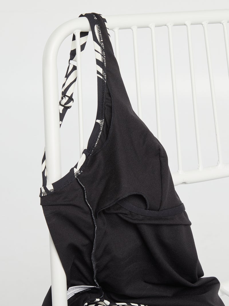 Eendelig postoperatief badpak met print ZWART - Kiabi