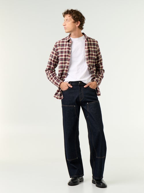Effen baggy jeans met fantasie-inzetten - Kiabi