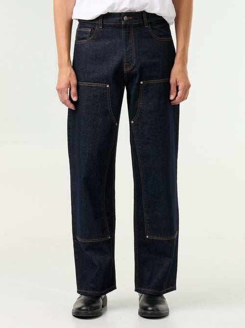 Effen baggy jeans met fantasie-inzetten - Kiabi
