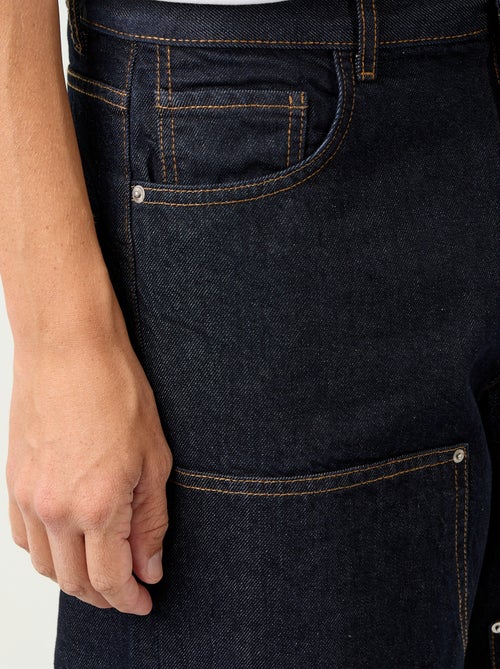 Effen baggy jeans met fantasie-inzetten - Kiabi