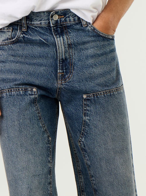 Effen baggy jeans met fantasie-inzetten - Kiabi
