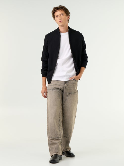 Effen baggy jeans met fantasie-inzetten - Kiabi
