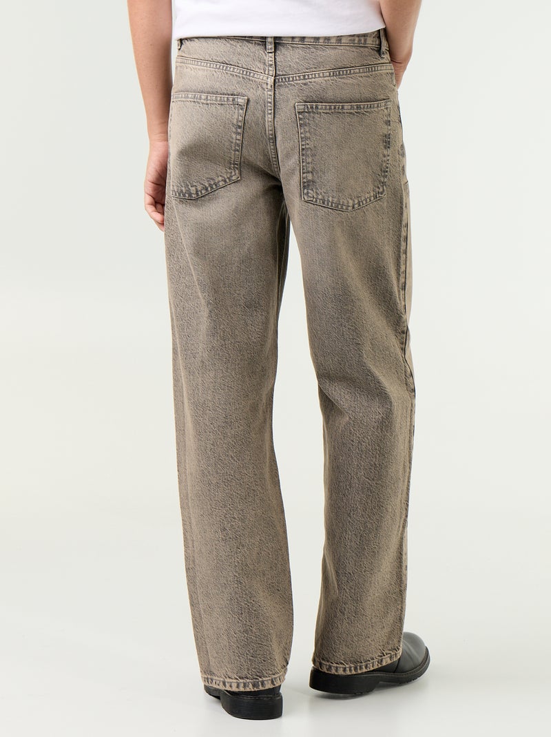 Effen baggy jeans met fantasie-inzetten Grijs - Kiabi