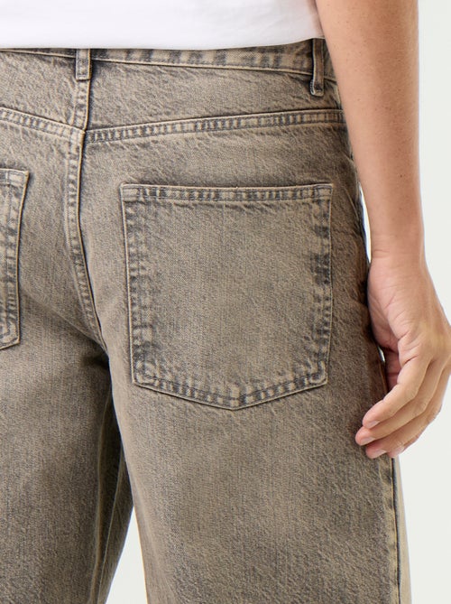 Effen baggy jeans met fantasie-inzetten - Kiabi
