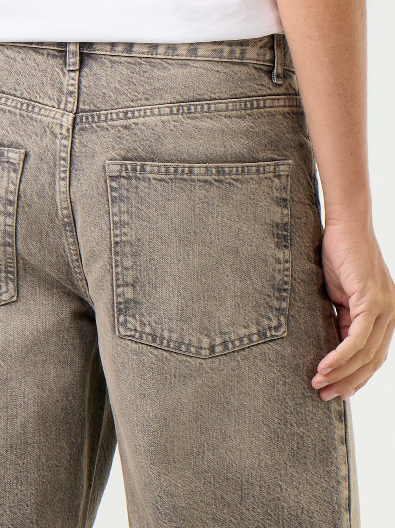 Effen baggy jeans met fantasie-inzetten Grijs - Kiabi
