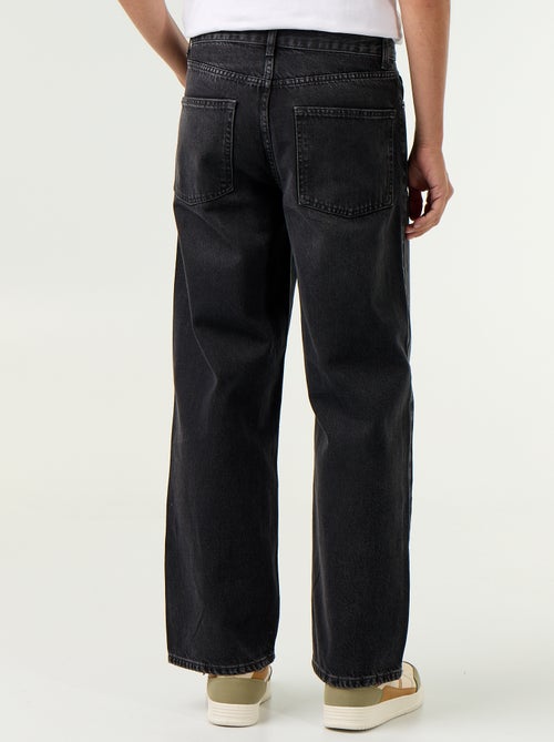 Effen baggy jeans met fantasie-inzetten - Kiabi