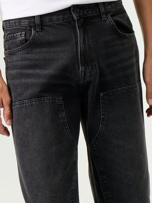 Effen baggy jeans met fantasie-inzetten - Kiabi