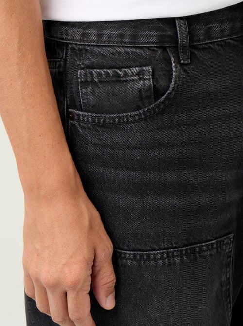 Effen baggy jeans met fantasie-inzetten - Kiabi