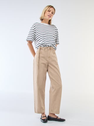 Effen, barrel-fit spijkerbroek met strikdetail