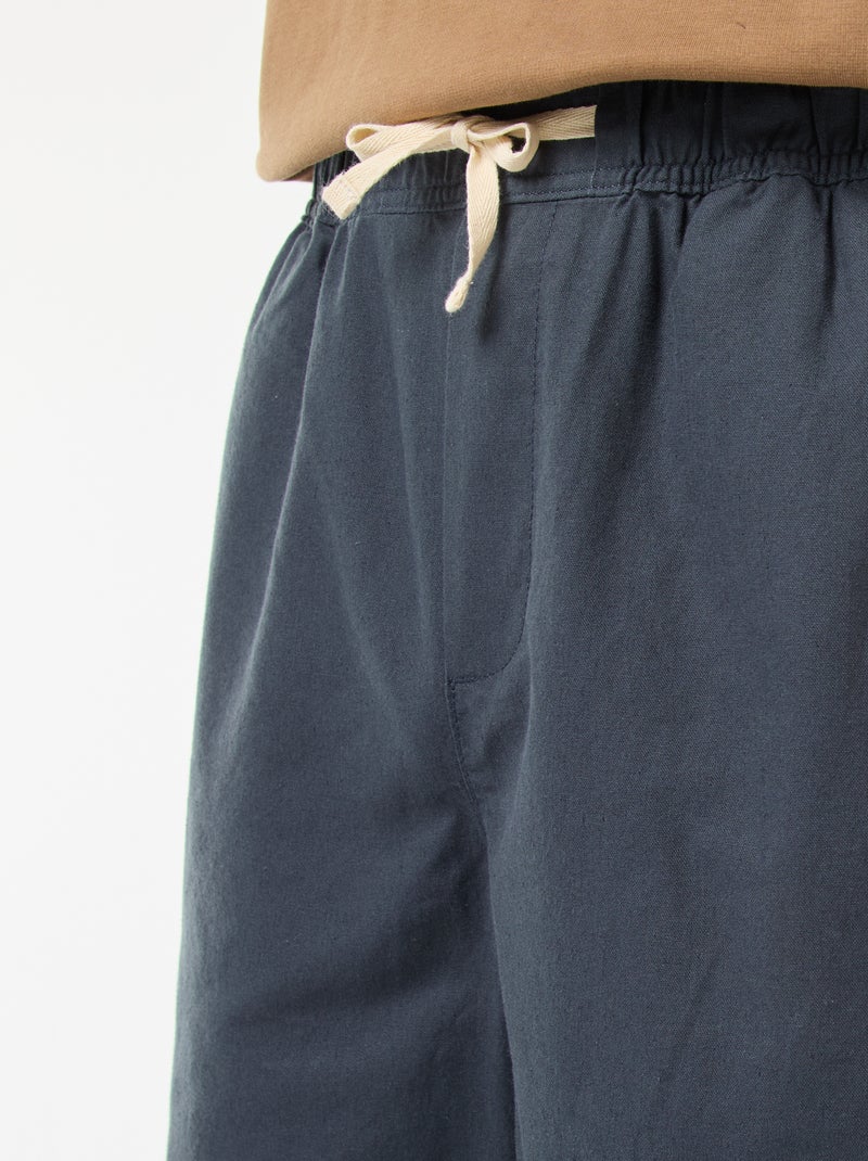 Effen bermuda | linnen-katoenblend Blauw - Kiabi