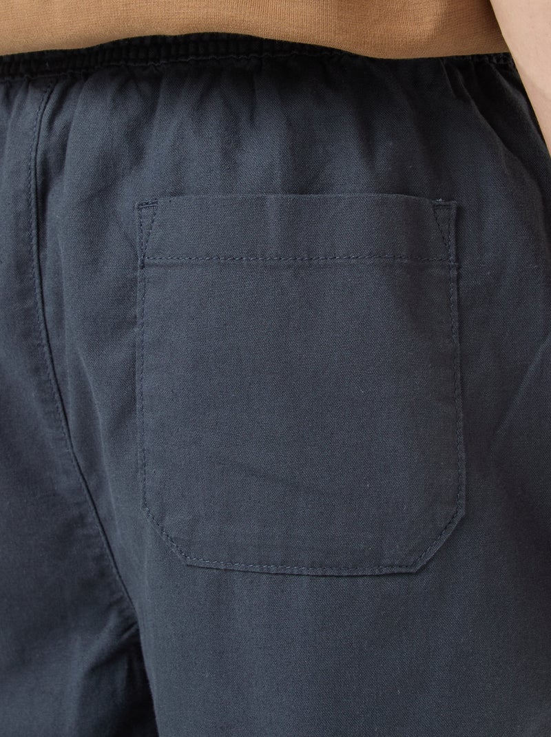 Effen bermuda | linnen-katoenblend Blauw - Kiabi