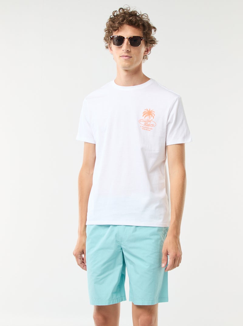 Effen bermuda met aantrekkoordje - chinomodel Blauw - Kiabi