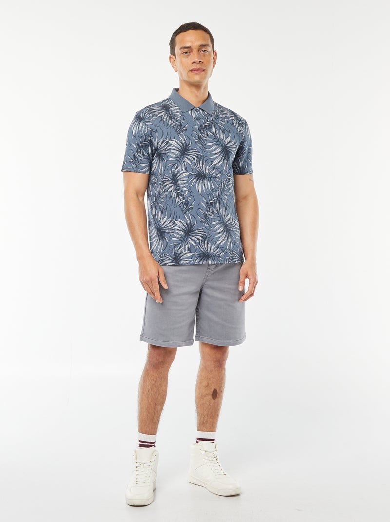 Effen bermuda met elastische taille en trekkoordjes BLAUW - Kiabi