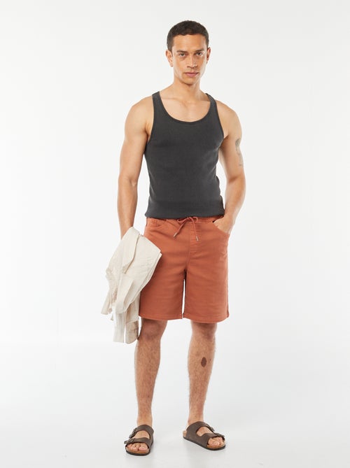 Effen bermuda met elastische taille en trekkoordjes - Kiabi