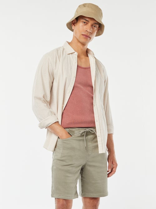 Effen bermuda met elastische taille en trekkoordjes - Kiabi
