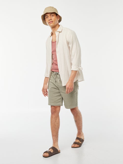 Effen bermuda met elastische taille en trekkoordjes - Kiabi