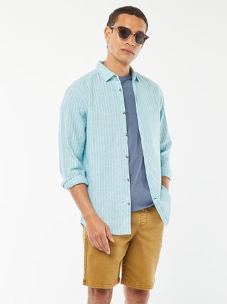Effen bermuda met elastische taille en trekkoordjes
