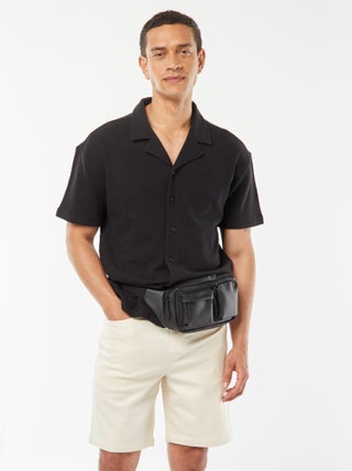 Effen bermuda met elastische taille en trekkoordjes