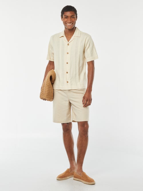 Effen bermuda met elastische tailleband + koordjes - Kiabi