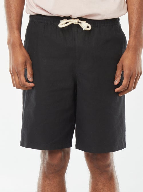 Effen bermuda met elastische tailleband + koordjes - Kiabi