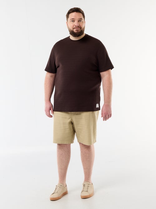 Effen bermuda van dobby stof - Kiabi