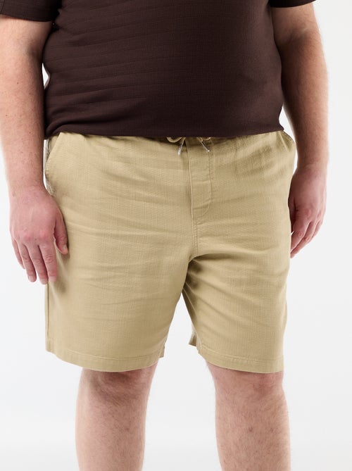 Effen bermuda van dobby stof - Kiabi