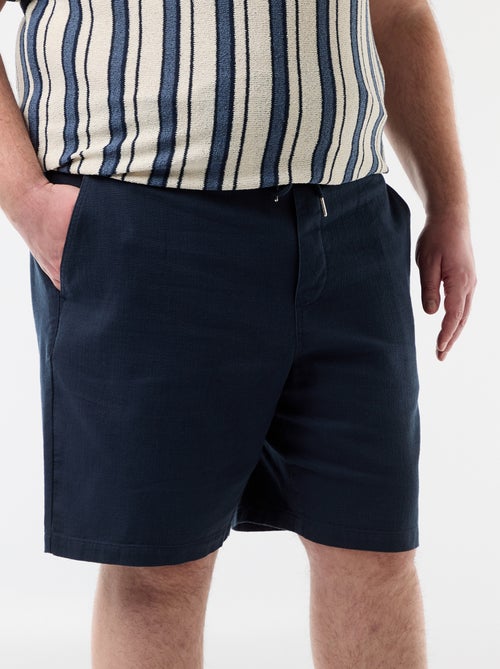 Effen bermuda van dobby stof - Kiabi