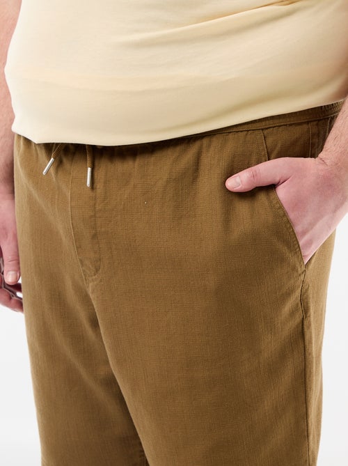 Effen bermuda van dobby stof - Kiabi