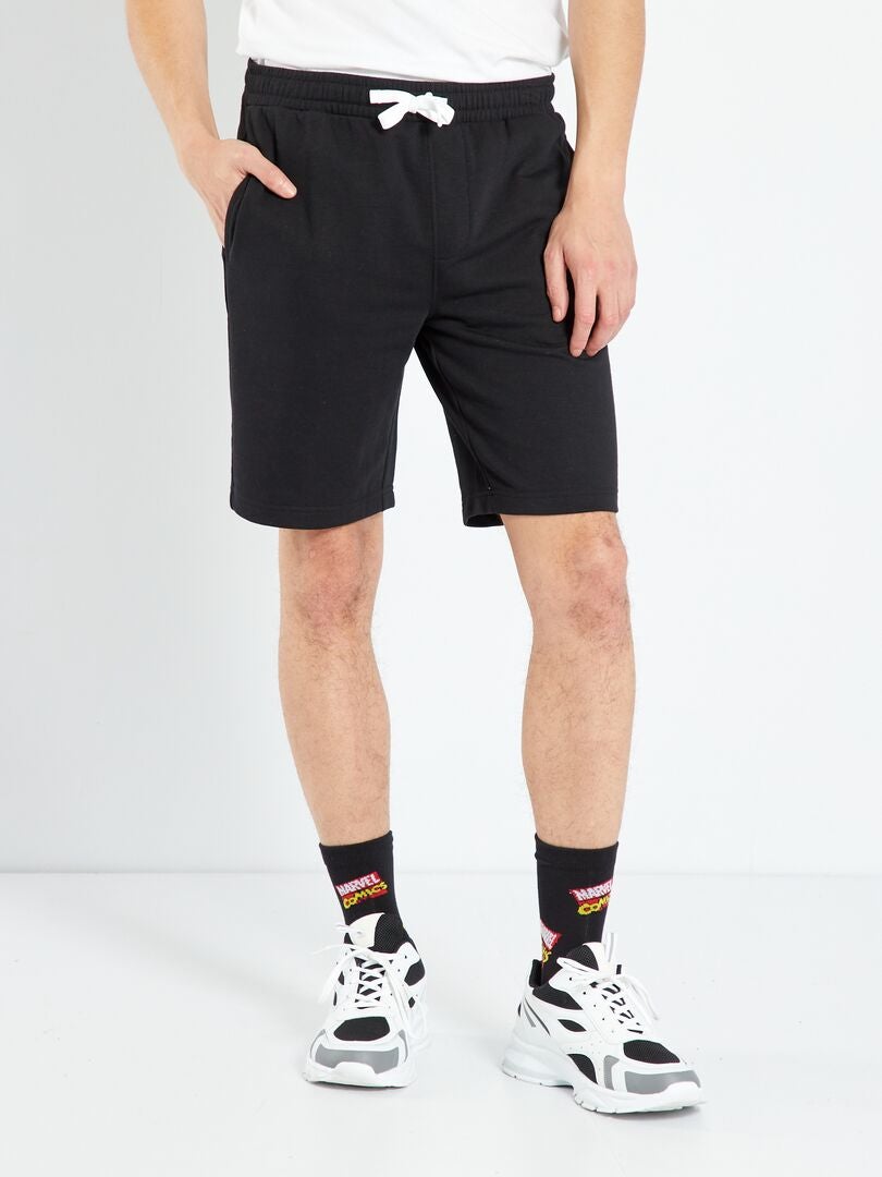 Effen bermuda van joggingstof zwart - Kiabi