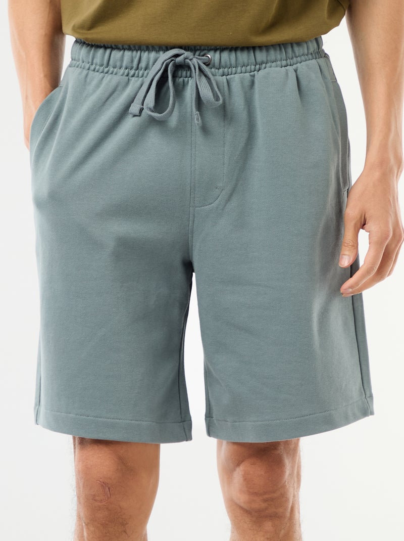 Effen bermuda van lichte joggingstof Blauw - Kiabi