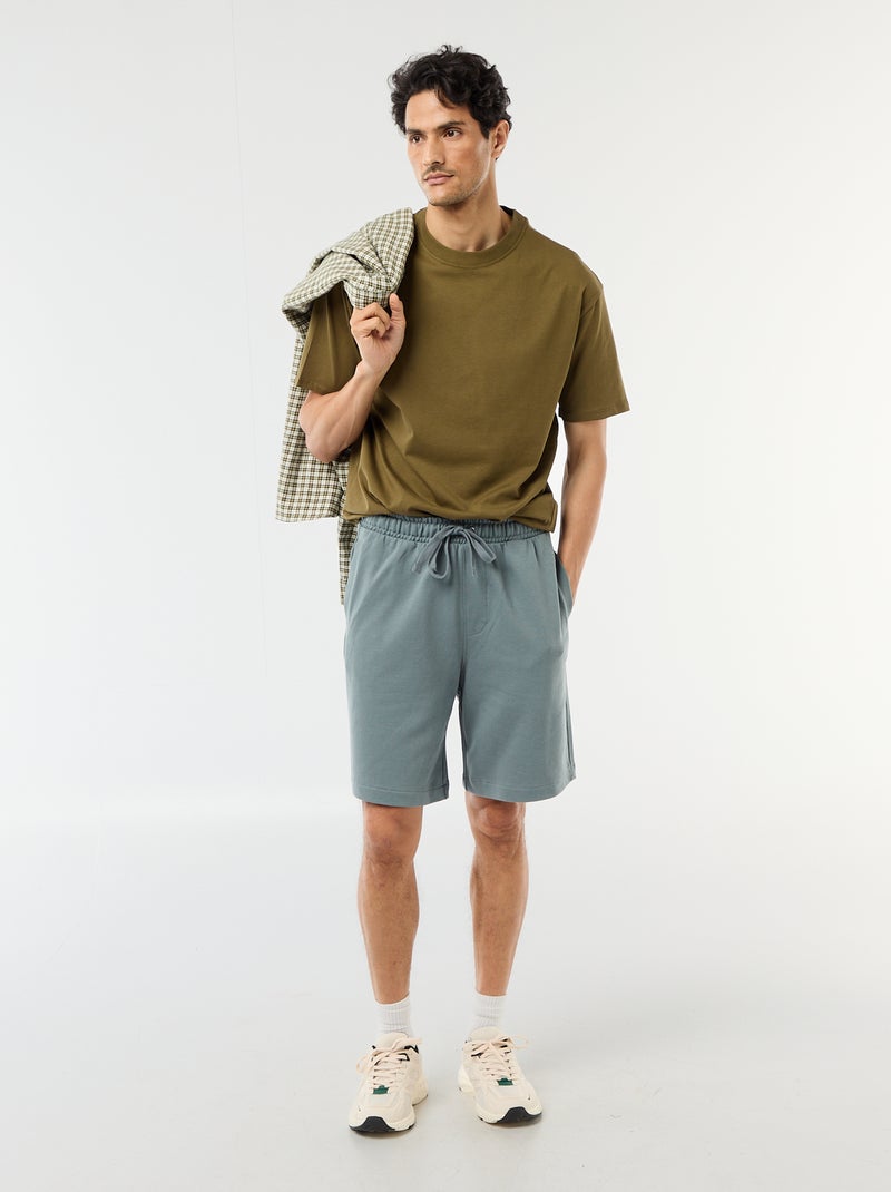 Effen bermuda van lichte joggingstof Blauw - Kiabi