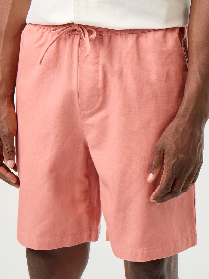 Effen bermuda van linnenmix Rose - Kiabi