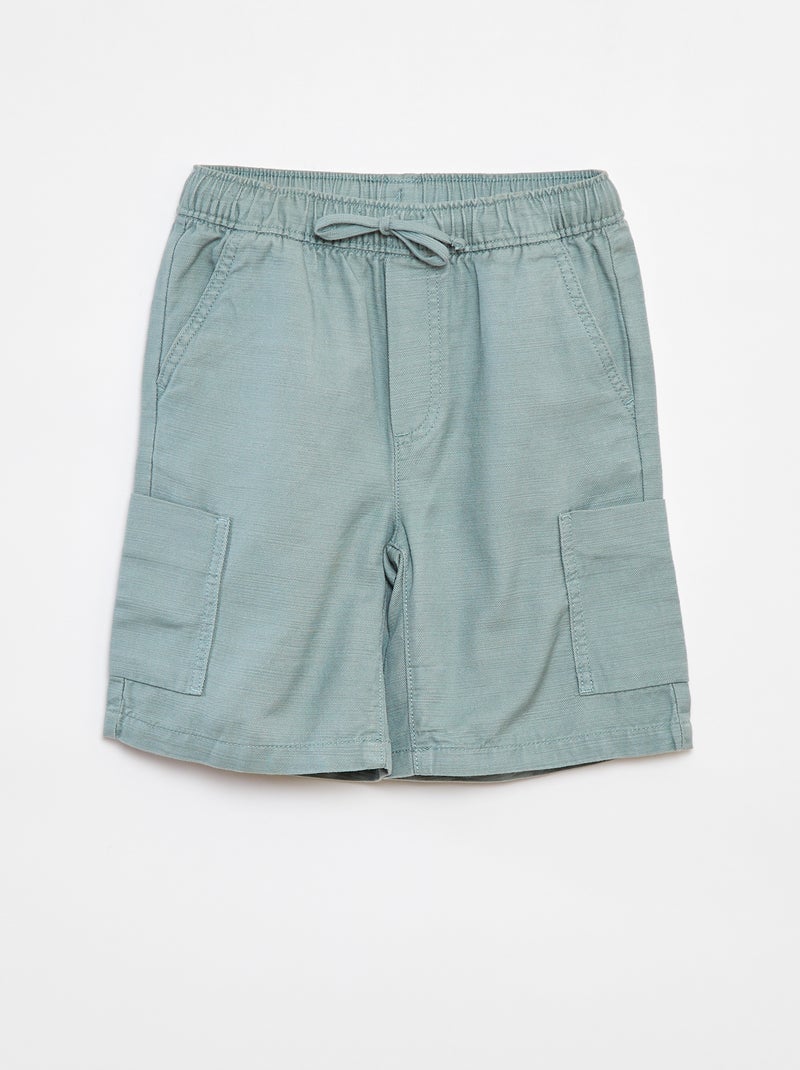 Effen bermuda van twill met zakken blauw - Kiabi