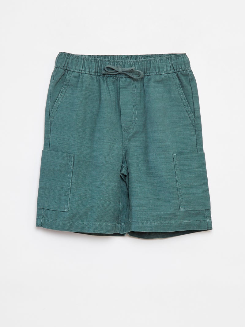 Effen bermuda van twill met zakken GROEN - Kiabi