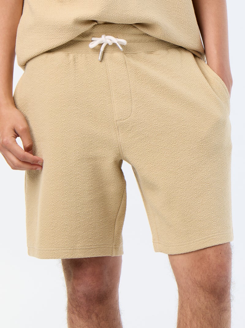 Effen bermuda van zware jersey Biege - Kiabi