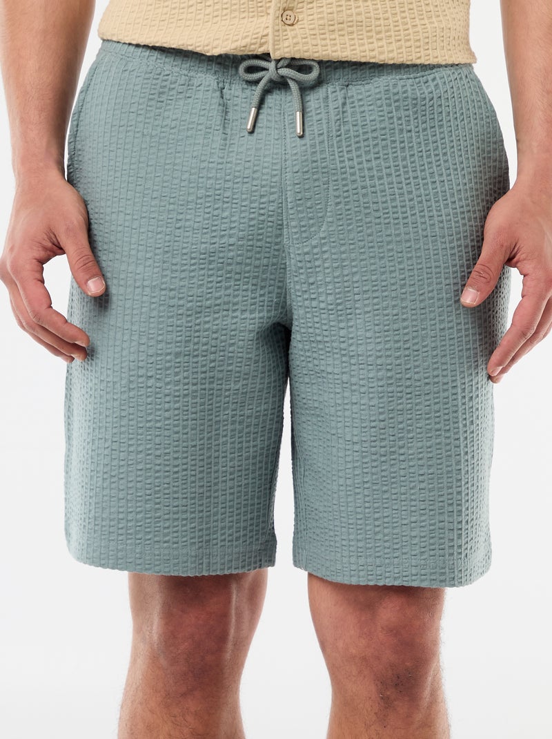 Effen bermuda van zware jersey Blauw - Kiabi