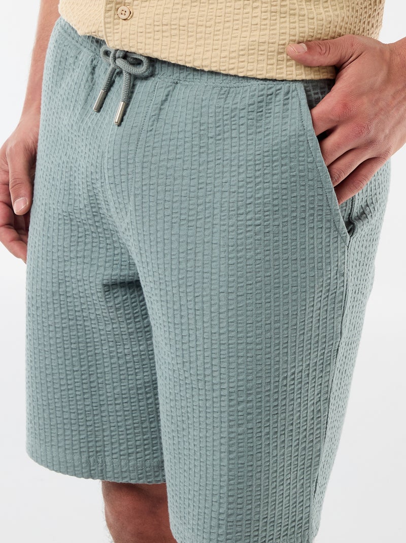 Effen bermuda van zware jersey Blauw - Kiabi