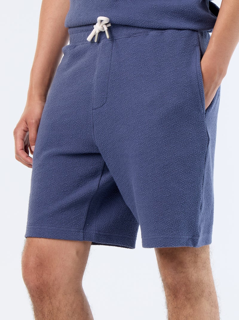 Effen bermuda van zware jersey Blauw - Kiabi