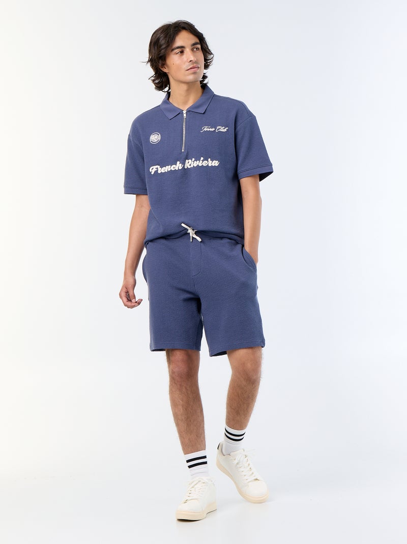 Effen bermuda van zware jersey Blauw - Kiabi